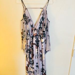 Dusty Lavendar Cold Shoulder Floral Maxi Dress